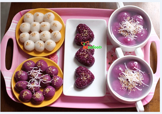 Cách làm bánh trôi rực rỡ sắc tím từ bột lá cẩm tím 